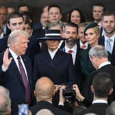 Donald Trump is sworn in as the 47th US President in the US Capitol Rotunda in Washington, DC, on January 20, 2025. (Photo by SAUL LOEB / POOL / AFP) (Photo by SAUL LOEB/POOL/AFP via Getty Images)