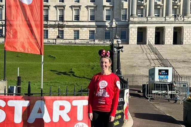 Holly Neill at the Red Dress Fun Run at Stormont