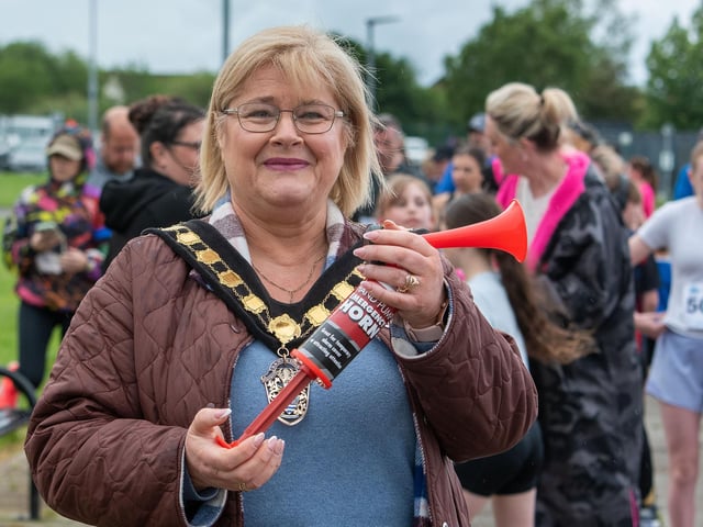New ABC Lord Mayor, Councillor Mary O'Dowd gets ready to start the races.