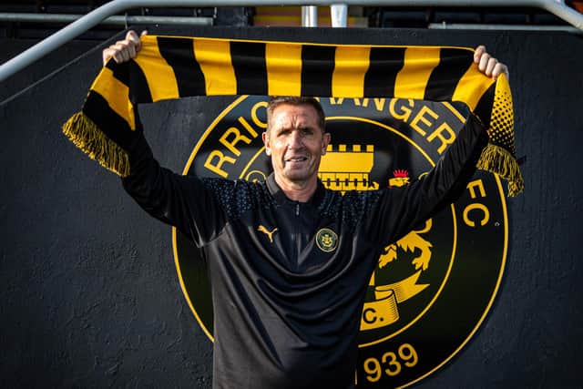 Stephen Baxter celebrates his return to Irish League management as Carrick Rangers boss. (Photo by Carrick Rangers FC)