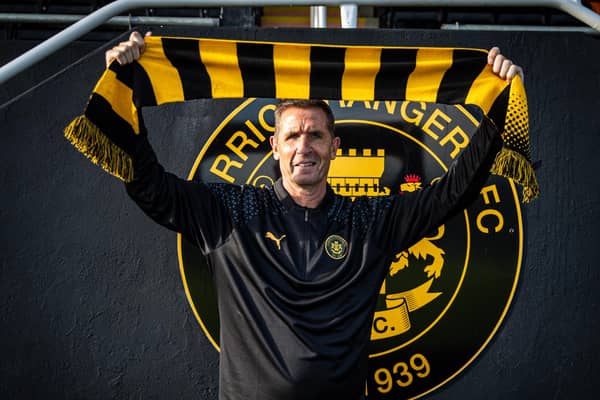 Stephen Baxter celebrates his return to Irish League management as Carrick Rangers boss. (Photo by Carrick Rangers FC)