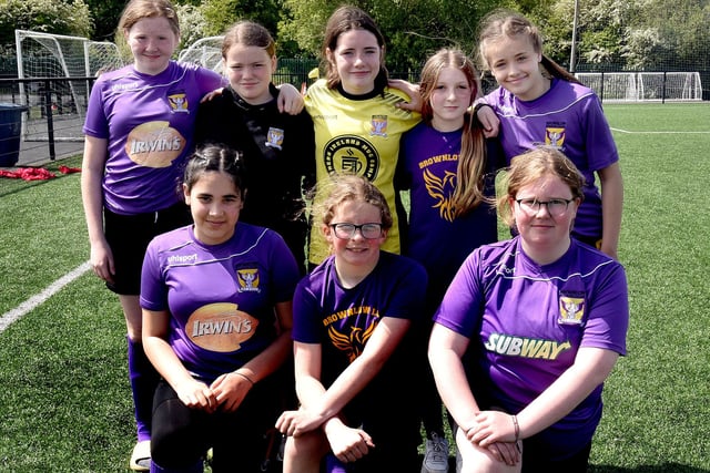 The Brownlow Integrated College year 8-9 football team pictured at the Electric Ireland schoolgirls tournament. PT21-225.