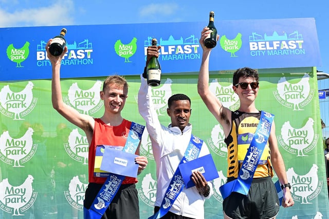 The Belfast City Marathon record has been broken by Tilahun Nigussie. The Ethiopian won the marathon with a new event record of 2:13:37. In second place was Aaron Hanlon and in third place Stephen Connolly.