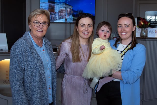 Looking happy and ready for their Easter Sunday lunch at the Seagoe Hotel are from left, Siobhan Robinson, Eimear McCone, Saorla McCone (1) and Orlaith Robinson. PT14-208.