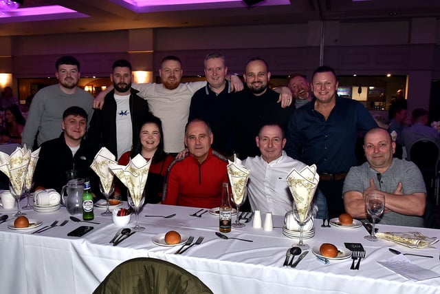 Workers from Trust Ford, Lisburn, who enjoyed the Seagoe Hotel Christmas Party Night on Friday. PT51-256.