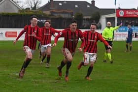 Town skipper Stephen McCavitt rarely misses from the spot and he produced the goods again at the weekend - his added time penalty clinching a point at Coagh. Picture: Colin Lavery.