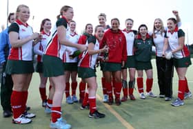 Greenisland Ladies celebrating back in 2010 after winning their final match of the season and subsequent promotion to the Senior 1 League for the following one.   CT17-414RM