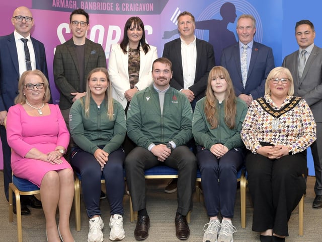 Special guests at the Junior Sports Awards 2026 held at Craigavon Civic Centre.