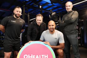 Joining the judging panel for the 2023 Health and Fitness Awards are Billy Murray and Bubba Ali, pictured with host of the ceremony, Ibe Sesay, event director Sarah Weir and judge Ian Young. Pic credit: Kelvin Boyes