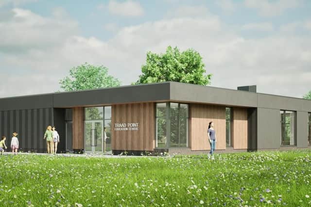 A CGI rendition of the proposed Traad Point Education Centre, off the shore of Lough Neagh. Image: Mid Ulster planning portal