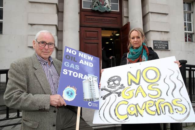 No gas cavern campaigners John Mathews and Kate Nicholl pictured outside the High Court in Belfast in May 2023. Picture: Press Eye