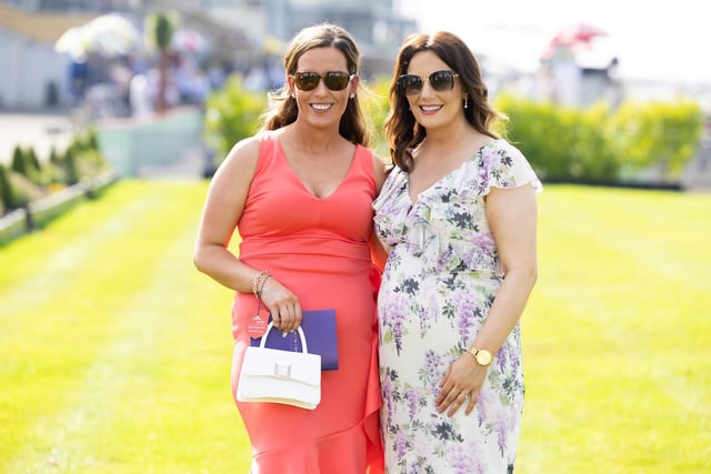Marian Knipe and Aisling Reilly enjoy a fine summer evening at Down Royal Racecourse.