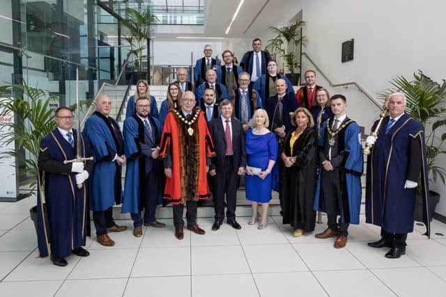 Mid and East Antrim Council has conferred the Freedom of the Borough on Norman McBurney OBE for his service to industry, sport and wider community. Photo: Submitted