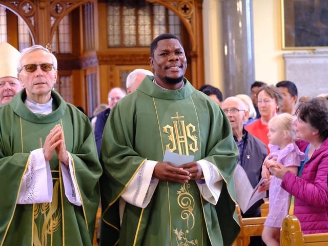 At the International Mass at St Peter's Church in Lurgan, Co Armagh.