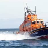 Larne lifeboat negotiated rough waters to rescue the sailor. Archive image