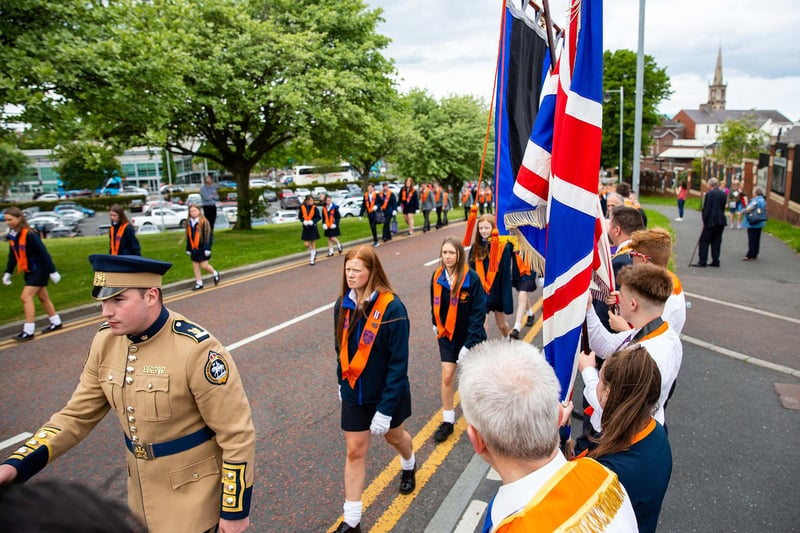 Four girls’ lodges from the Junior Orangewomens Association of Ireland took part in the Bangor parade.