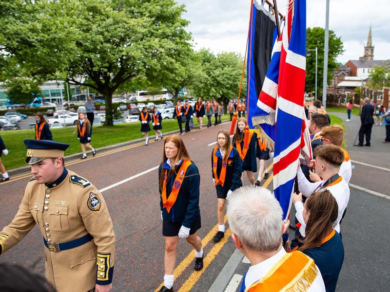 Four girls’ lodges from the Junior Orangewomens Association of Ireland took part in the Bangor parade.