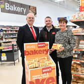 Pictured from left is the owner of Bertie’s Bakery Brian McErlain, Business Development Manager at Bertie’s Bakery John Maxwell, and Fresh Food Buying Manager at Tesco Sandra Weir, Credit: Submitted