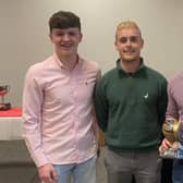 2nd XV players of the season Matthew Irvine and Ewan Jones with Jake.