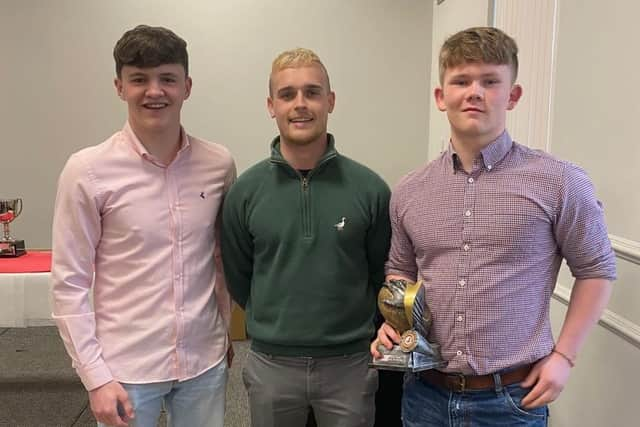 2nd XV players of the season Matthew Irvine and Ewan Jones with Jake.