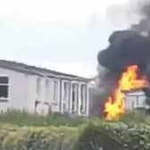 The fire at the derelict St Ronan's site in Lurgan on Sunday evening.