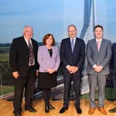 Taoiseach, Micheál Martin with Minister for Housing, Heritage and Local Government, Darragh O’Brien; Richie Walsh and Dónal Ó Murchadha of Waterford City and County Council and Patricia Brennan and John McVeigh of Mid and East Antrim Borough Council.