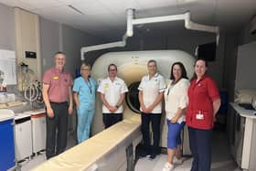 Diagnostics and stroke colleagues involved in introducing the latest AI (artificial intelligence) technology to help to identify the most suitable treatments for stroke patients at Craigavon Area Hospital. Credit: Southern Health and Social Care Trust