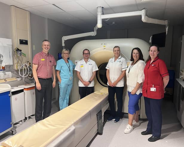 Diagnostics and stroke colleagues involved in introducing the latest AI (artificial intelligence) technology to help to identify the most suitable treatments for stroke patients at Craigavon Area Hospital. Credit: Southern Health and Social Care Trust