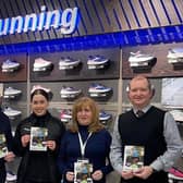 Launching the Lurgan Park Fun Run for Southern Area Hospice 2024 are, from left: Tony Mckeown, event organiser; Louise Doone, store manager, McKeever Sports; Deirdre Breen, Lurgan Friends of Hospice, and David Wilson, event organiser.