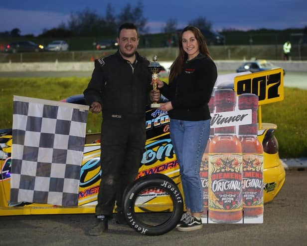 Loughgall driver Jordan McCann took the honours in the National Hot Rods at Tullyroan Oval