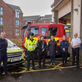 Alan Doherty (Watch Commander Prevention and Protection), Inspector Aaron Brown,  Neil Herron (DEA Manager Mid and East Antrim Council) Marjorie Hawkins (PCSP), Jackie Patton (Head of Community Planning and Development Mid and East Antrim Council), Alan Barr (Station Commander Ballymena District) and Cllr Timothy Gaston.