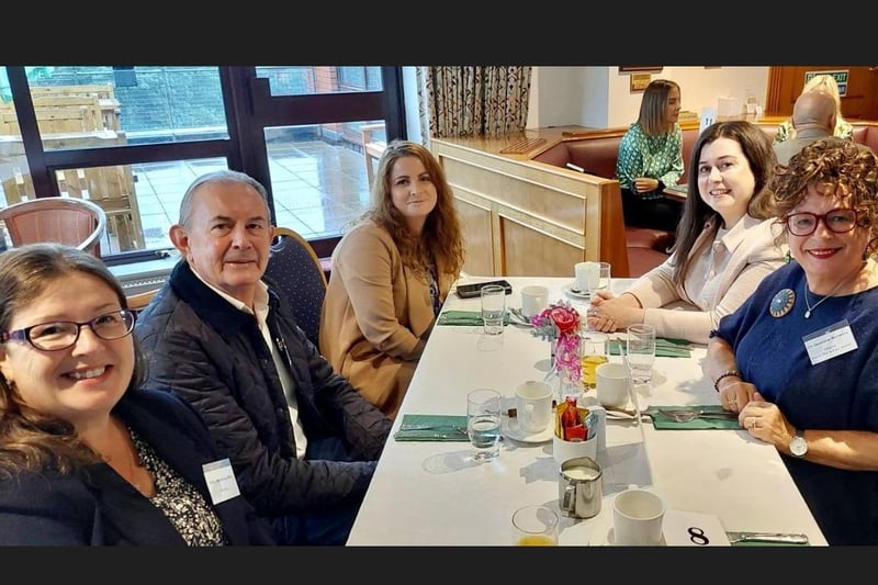 The Mayor of Mid and East Antrim, Alderman Gerardine Mulvenna, with attendees at the business breakfast.