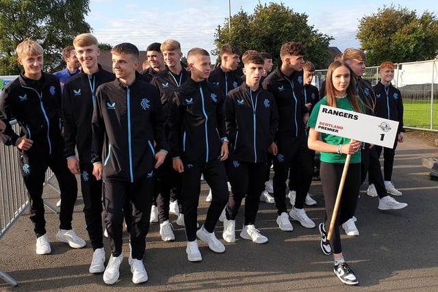Young footballers from Rangers football club joined the Supercup NI opening parade alongside 64 other teams who formed part of the procession. Credit CCGB Council