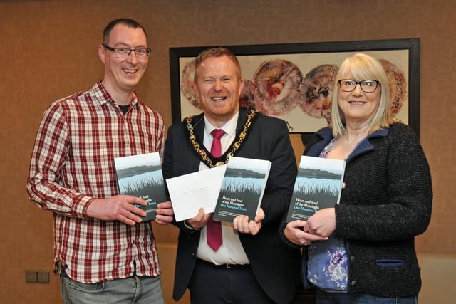 Lord Mayor, Councillor Paul Greenfield with Norah McCorry who made two donations of £250 to the Lord Mayor’s charities, raised through sales of the poetry and songbook Heart and Soul of the Montiaghs, by herself and Paul Carville. Included is David Weir from Lurgan Townscape Heritage. David funded the publication of the book under the Lurgan Townscape Heritage Scheme, and so far around £5,000 has been raised through sales of the book with donations being made to various charities and good causes in the local area.