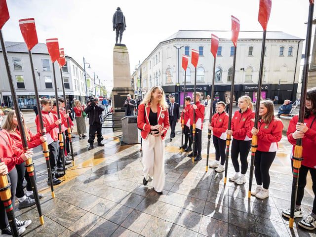 Hannah Scott MBE arrives in Coleraine to receive the Freedom of the Borough.