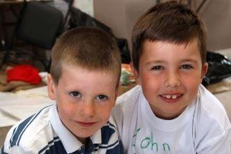 David Rea and Luke Walsh designing their shirts at Mayfield summer scheme in 2007.
