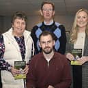 Matthew Bell at his Book launch “Second Chances” at Banbridge Hockey Club with parents Suzanne and John Bell and fiancee Jane Alexander. C2406601 Paul Byrne Photography