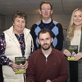 Matthew Bell at his Book launch “Second Chances” at Banbridge Hockey Club with parents Suzanne and John Bell and fiancee Jane Alexander. C2406601 Paul Byrne Photography