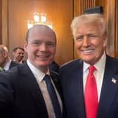 Gordon Lyons (left) with US President Donald Trump at the US Capitol during St Patrick's Day events in March. Photo: Gordon Lyons/PA Wire