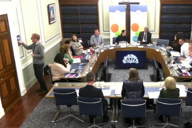An Assembly official cuts the live feed after being instructed by the committee chair Paula Bradshaw.