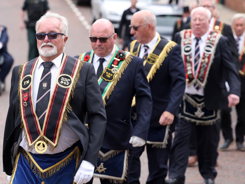Members of the Royal Black Institution on the march in Bangor on Saturday.