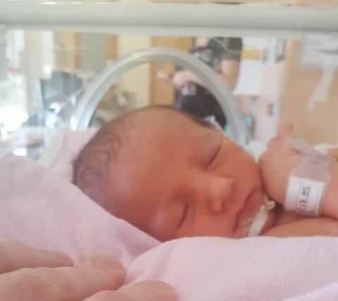 Baby Allie Black in the incubator in Neonatal in 2016