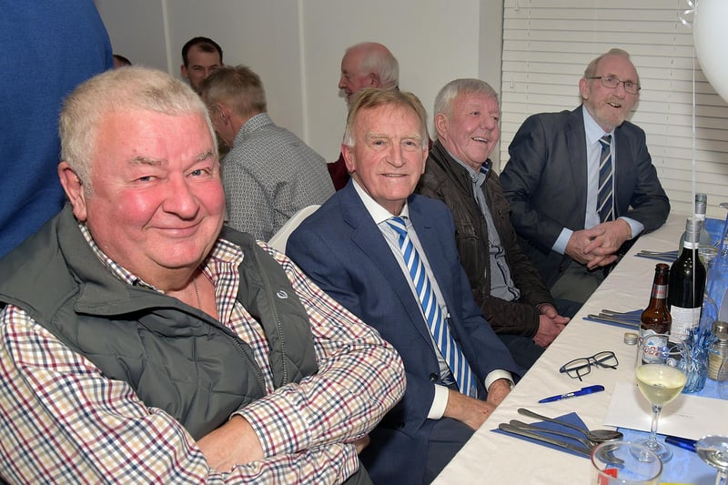 Pictured at the 100th birthday party for Hilbert Willis are from left, Noel Brown, Noel Willis, Lincon Gillis and Freddie Wright. PT07-214.