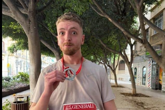 North coast DJ Luke McIlreavey pictured after completing the Malaga Marathon in aid of the Northlands Centre.