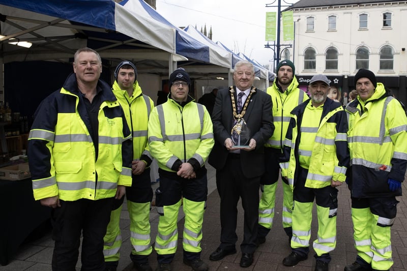 Mayor of Causeway Coast and Glens, Councillor Steven Callaghan congratulates the team of Council staff behind the award-winning Causeway Speciality Market.