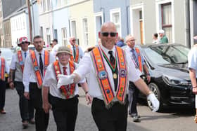 Ballymoney, Rasharkin, Cloughmills, Bushmills and Ballycastle were in attendance at the Twelfth demonstration in Ballymoney with a total of 43 Lodges and 22 bands.