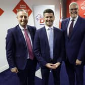 Paul Givan, Jonathan Buckley, Gavin Robinson and Emma Little-Pengelly at DUP headquarters. Photo by Jonathan Porter /Press Eye