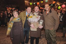 Northern Ireland's James was crowned winner of this year's Great Pottery Throw Down. He is pictured with judges Keith Brymer Jones and Rich Miller and presenter Siobhan McSweeney. Pic credit: Patch Dolan/Channel 4