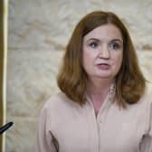 Jayne Brady, Head of the Northern Ireland Civil Service, speaks to the media at Parliament Buildings at Stormont, Belfast. Picture date: Wednesday June 21, 2023.