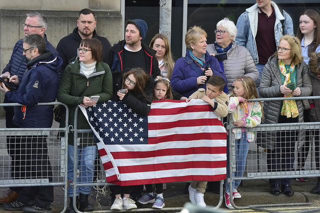 Flying the flag for President Biden in Belfast. Picture: Arthur Allison/Pacemaker